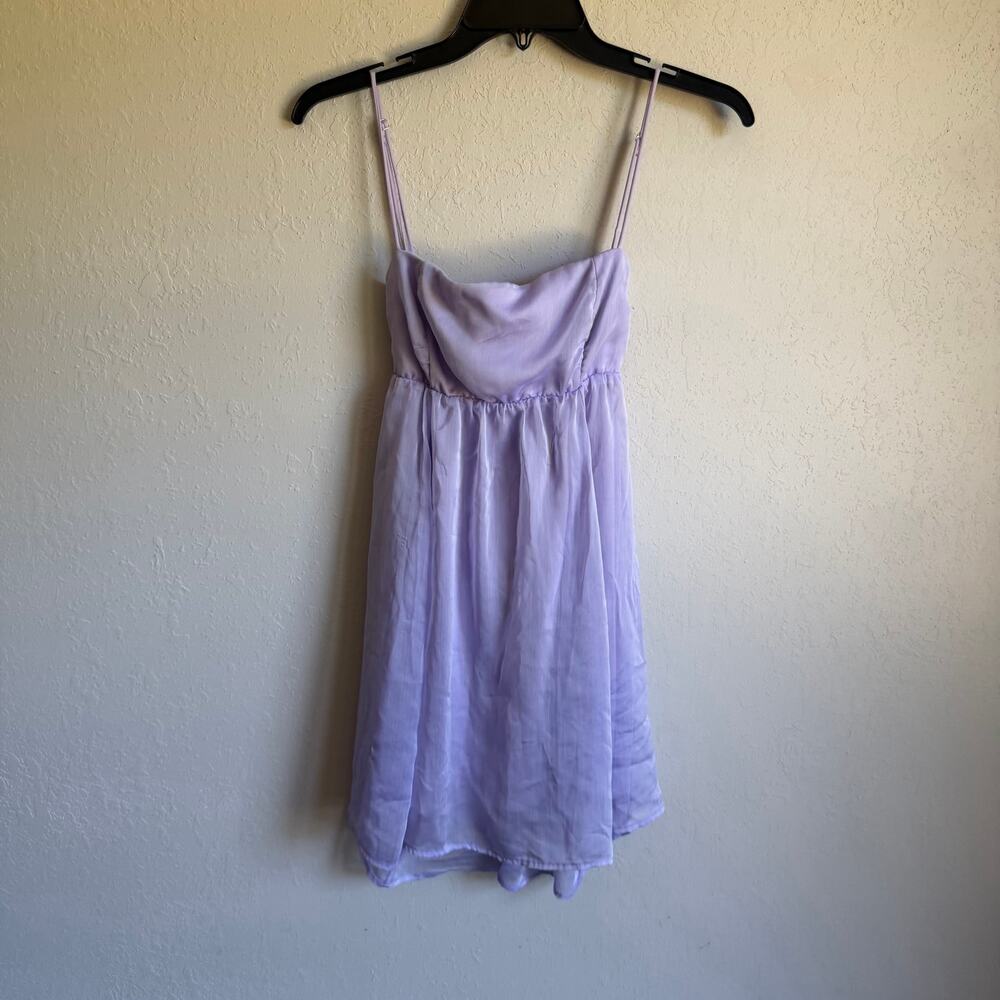 Lucy in the Sky Juno Baby Doll Lavender Chiffon Square Neck Mini Dress Womens S